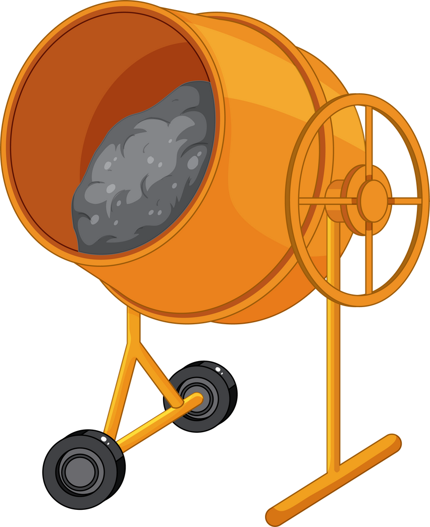 Concrete Mixing Drum on White Background